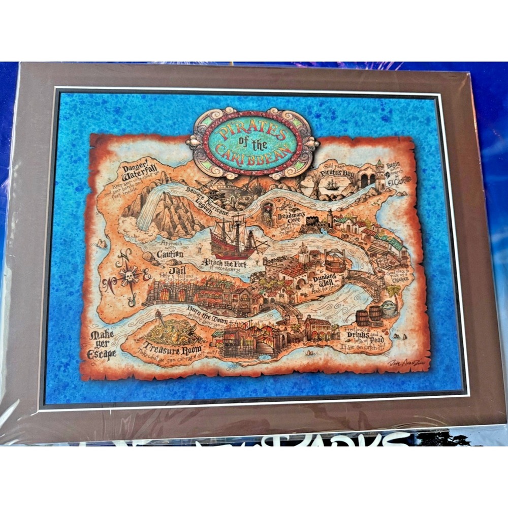 2026 Disney Parks Pirates of The Caribbean Ride Map Dave Avanzino 14x18" Print